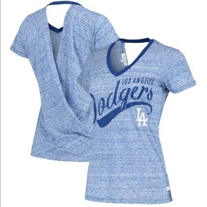 Women's LA Dodgers Touch Royal Hail Mary V-Neck Back Wrap T-Shirt NWT Sz M